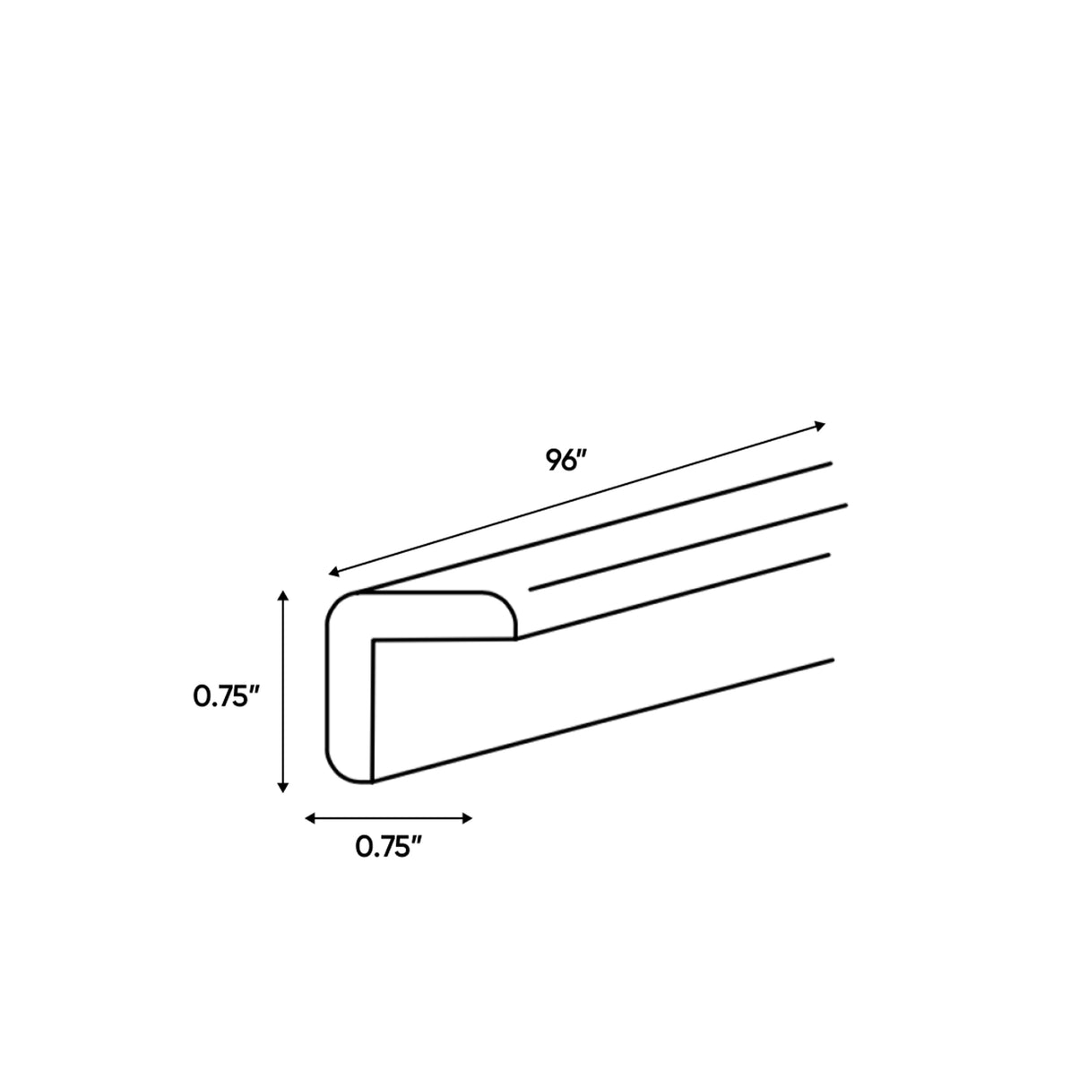 Sonoma White - 0.75 Inch Trims Accessories - .75" Width x .75" Height x 96" Depth