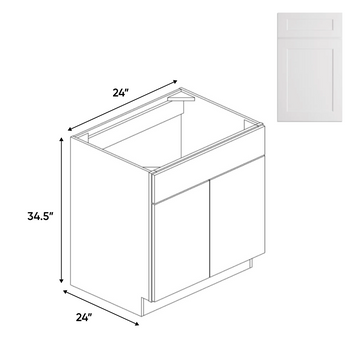 White Shaker - Sink Base Cabinets - 24 in W x 34.5 in H x 24 in D