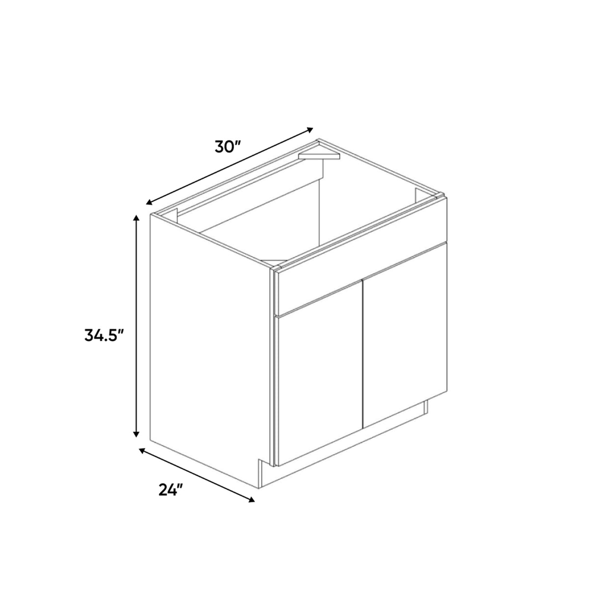 Atlas Blanco - 30 Inch Sink Base Cabinet - 30" Width x 34.5" Height x 24" Depth