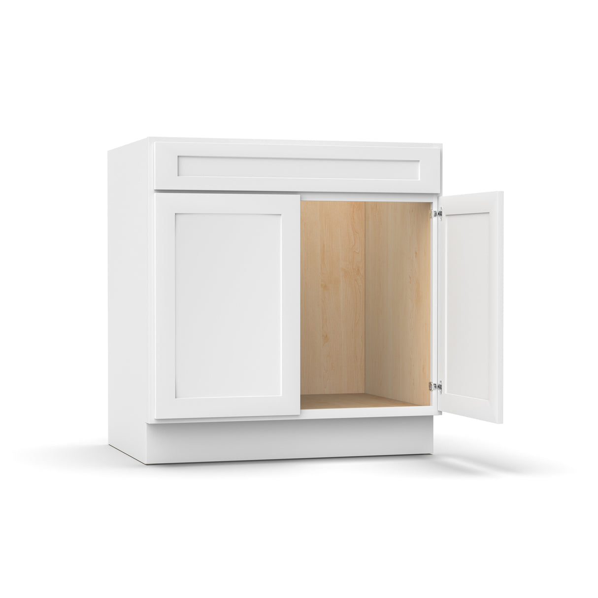 White Shaker - Sink Base Cabinets - 33 in W x 34.5 in H x 24 in D