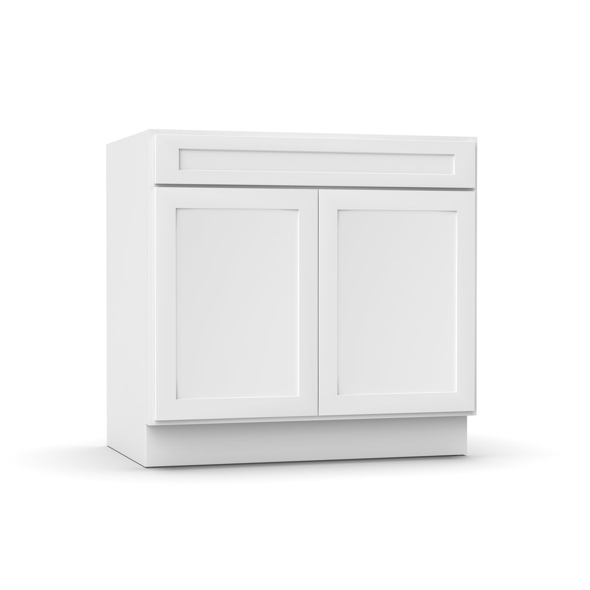 RTA - White Shaker - Double Door Sink Base Cabinet - 36"W x 34.5"H x 24"D