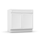 RTA - White Shaker - Double Door Sink Base Cabinet - 36"W x 34.5"H x 24"D