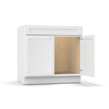 RTA - White Shaker - Double Door Sink Base Cabinet - 36"W x 34.5"H x 24"D