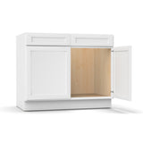 White Shaker - Sink Base Cabinets - 42 in W x 34.5 in H x 24 in D