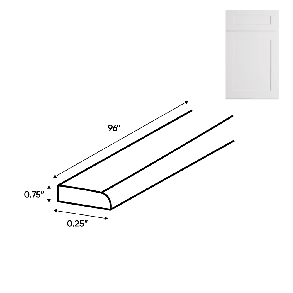 Liberty shaker white scribe moulding - 96"W x 3/4"H x 1/4"D - PRE assembled