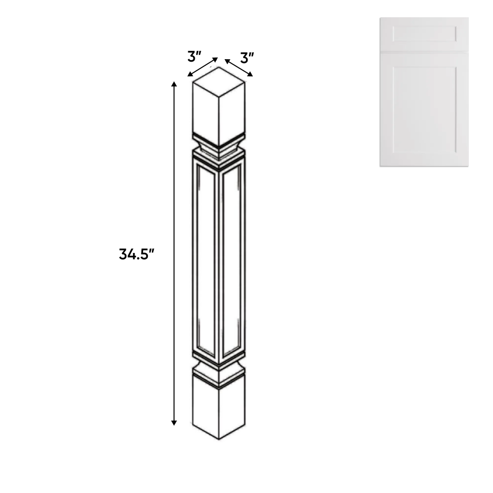 RTA - Liberty Shaker White - Structural - 3"W x 34.5"H x 3"D