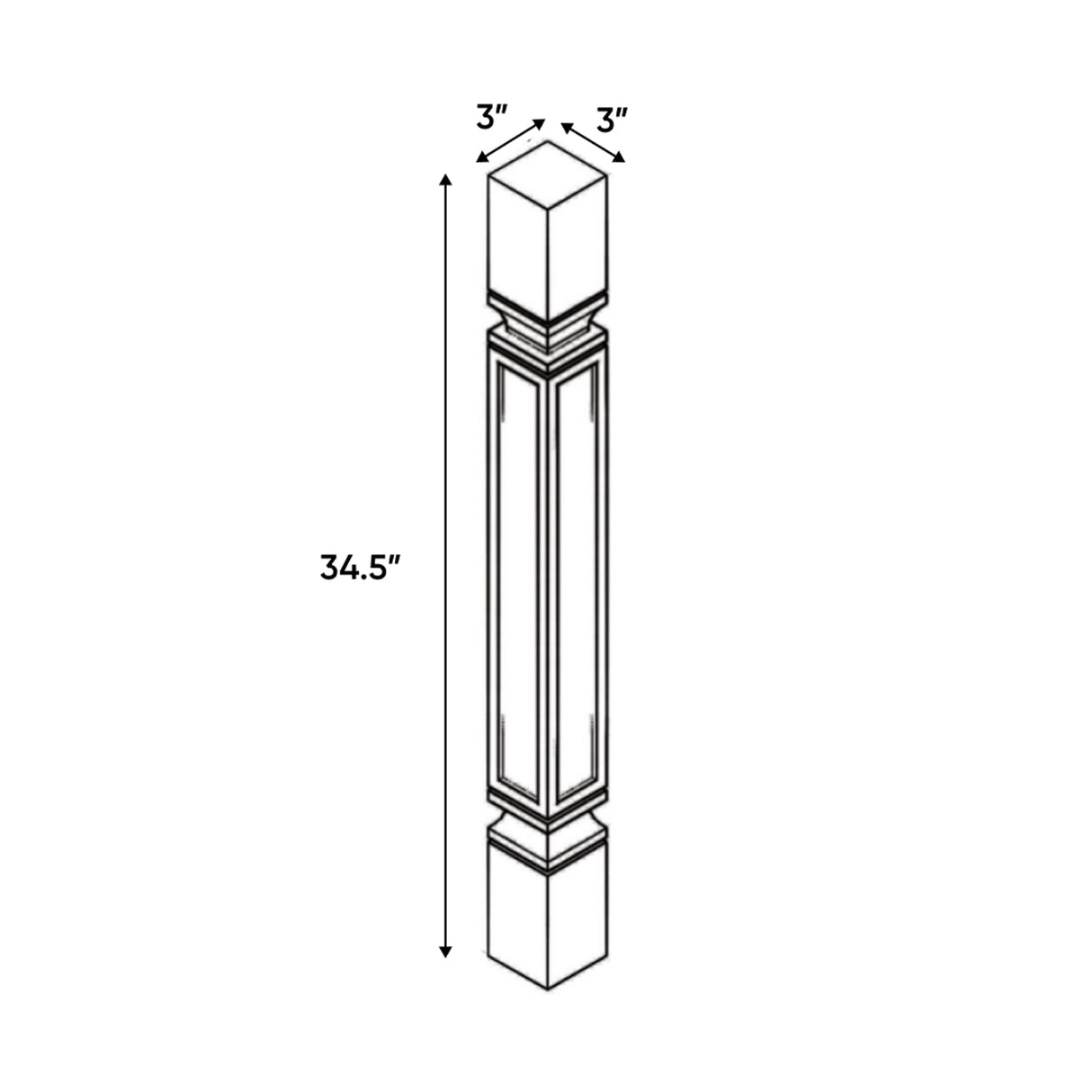 Belmont Grey - 3 Inch Structural Accessories - 3" Width x 34.5" Height x 3" Depth