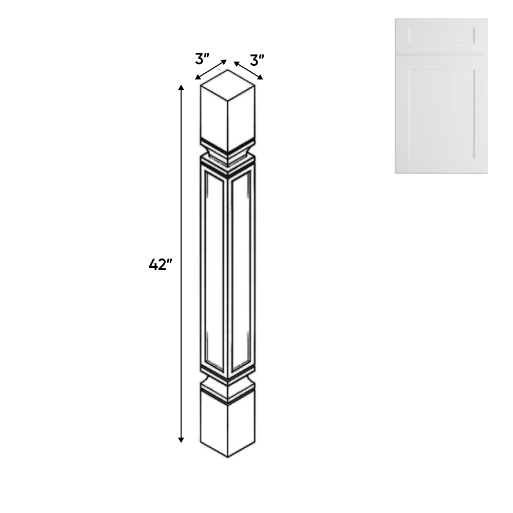 RTA - Liberty Shaker White - Structural - 3"W x 42"H x 3"D