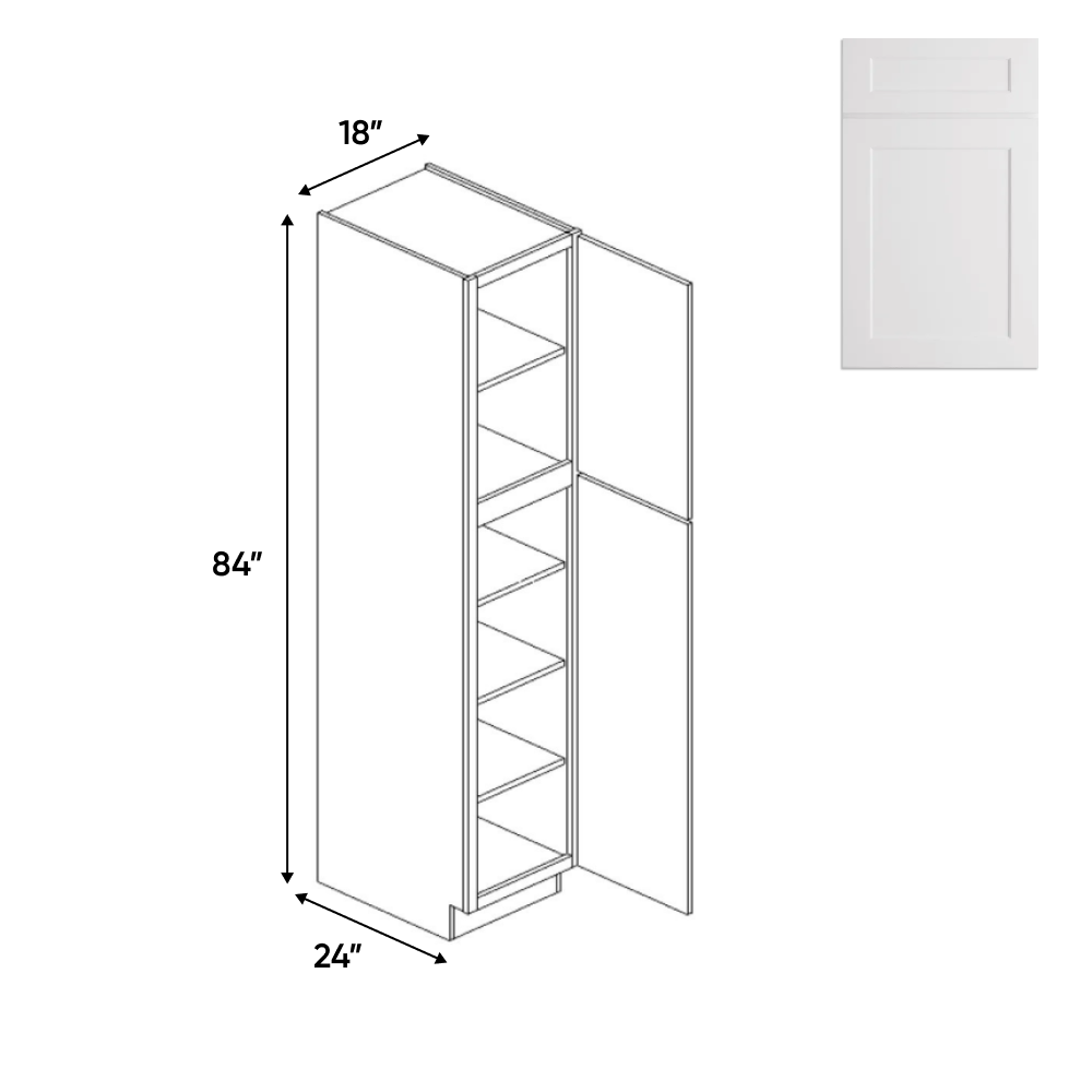 White - Tall - Pantry Cabinets - 84 in H x 18 in W x 24 in D - Pre Assembled