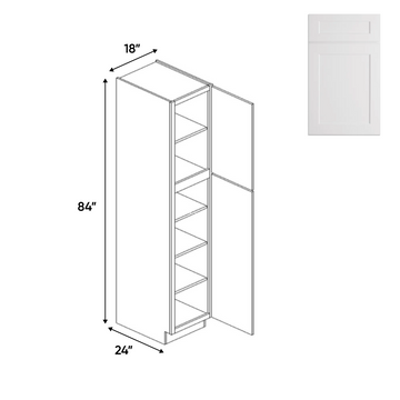 White - Tall - Pantry Cabinets - 84 in H x 18 in W x 24 in D - Pre Assembled