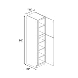 Avalon Ashen - 18 Inch Single Door Pantry Tall Cabinet - 18" Width x 90" Height x 24" Depth