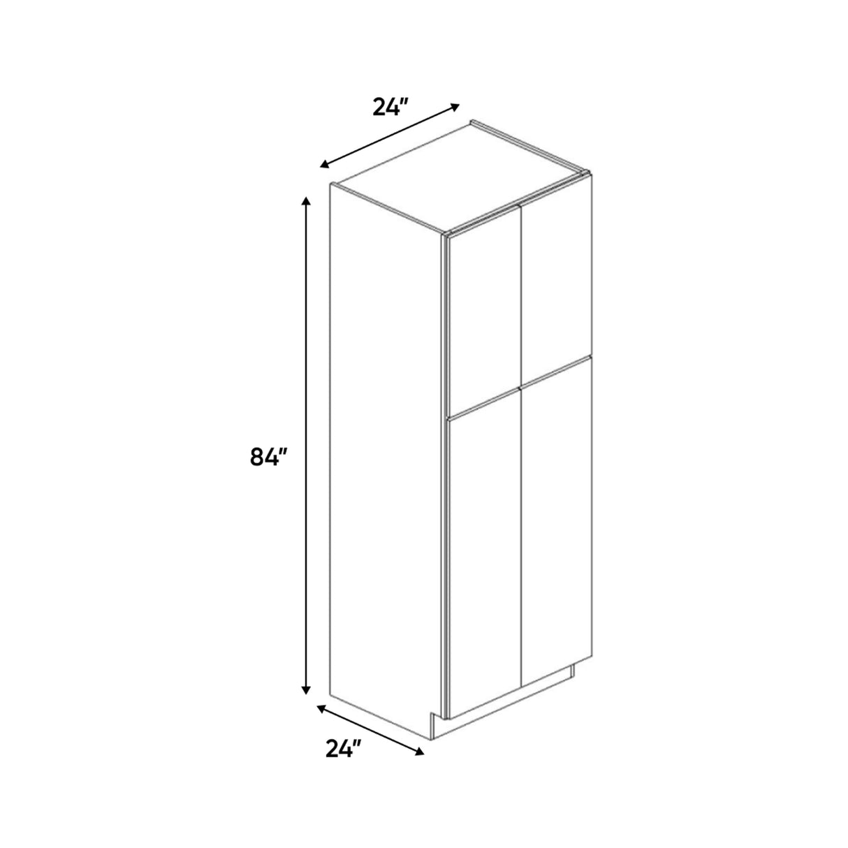 Avalon Ashen - 24 Inch Double Door Pantry Tall Cabinet - 24" Width x 84" Height x 24" Depth