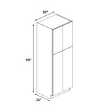 Arlington Oatmeal - 30 Inch Double Door Pantry Tall Cabinet - 30" Width x 90" Height x 24" Depth