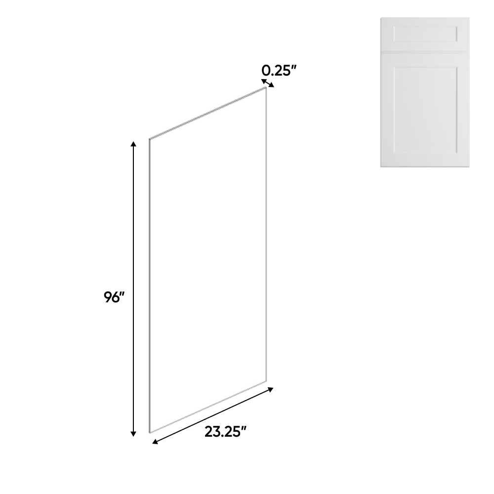 RTA - Shaker White - Tall Side Finished Skin - 23.25"W x 96"H x 0.25"D