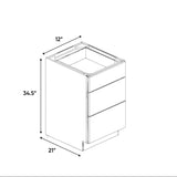 Liberty Shaker Rift - 12 Inch Vanity Drawer Base Cabinet - 12" Width x 34.5" Height x 21" Depth