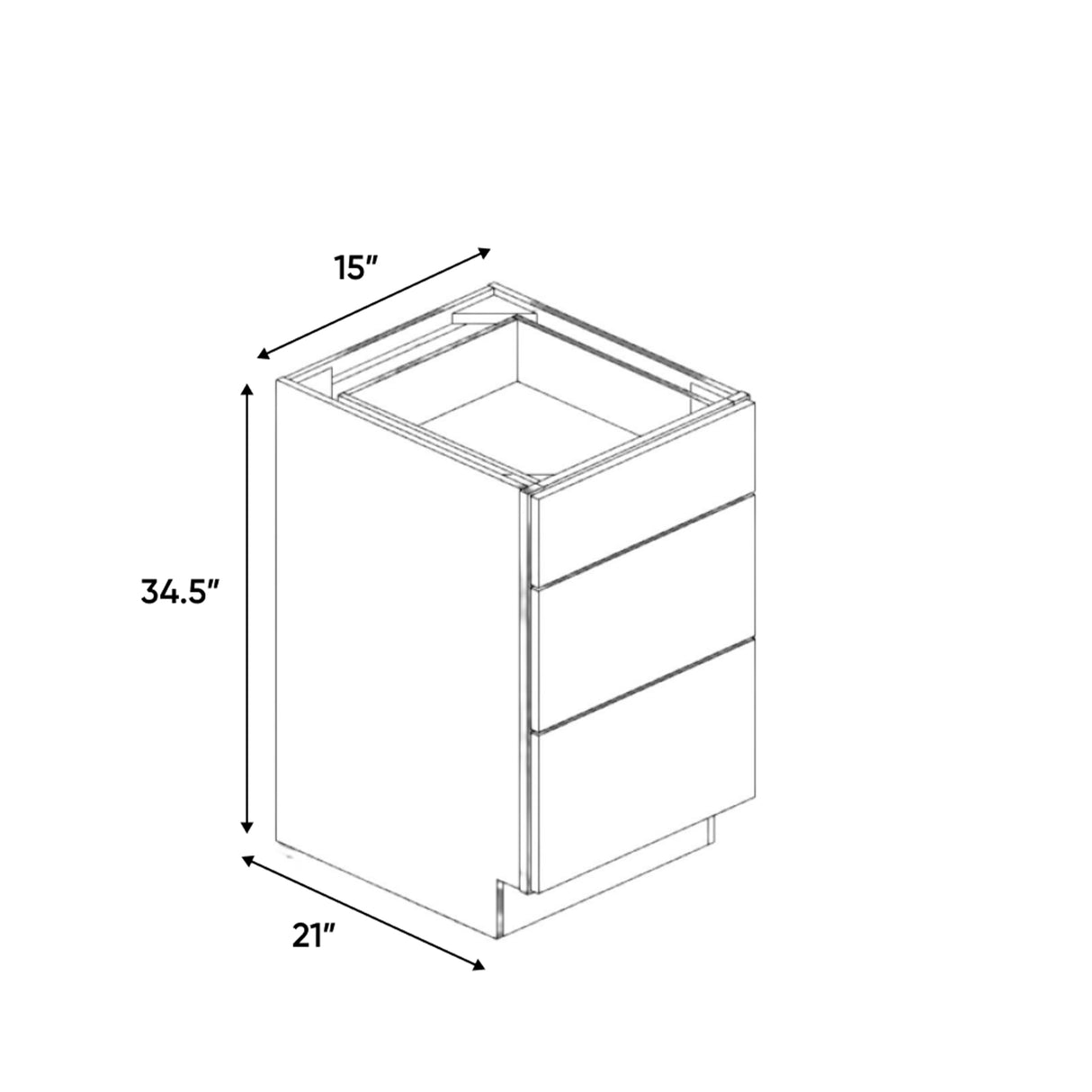 Liberty Shaker Rift - 15 Inch Vanity Drawer Base Cabinet - 15" Width x 34.5" Height x 21" Depth