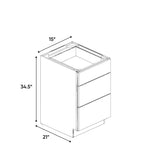 Windsor Ashen - 15 Inch Vanity Drawer Base Cabinet - 15" Width x 34.5" Height x 21" Depth