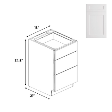 Shaker White - Vanity Drawer Base Cabinets - LSW-VDB18