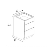 Avalon Ashen - 24 Inch Vanity Drawer Base Cabinet - 24" Width x 34.5" Height x 21" Depth