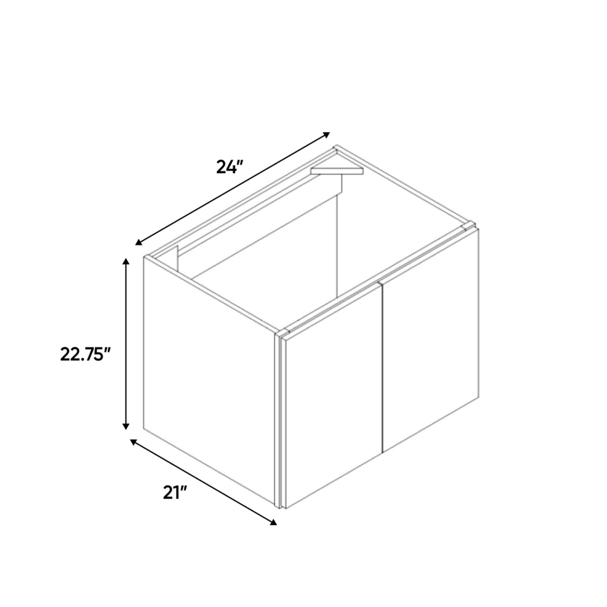 Slim Shaker Oatmeal - 24 Inch Vanity Sink Base Cabinet - 24" Width x 22.75" Height x 21" Depth