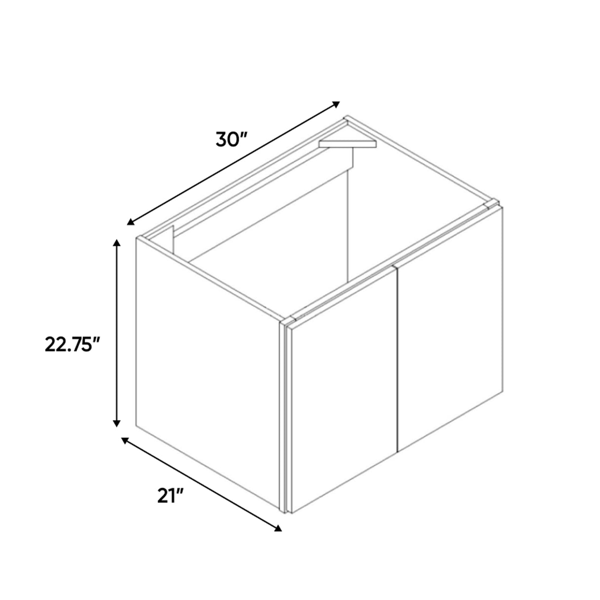 Slim Shaker Oatmeal - 30 Inch Vanity Sink Base Cabinet - 30" Width x 22.75" Height x 21" Depth