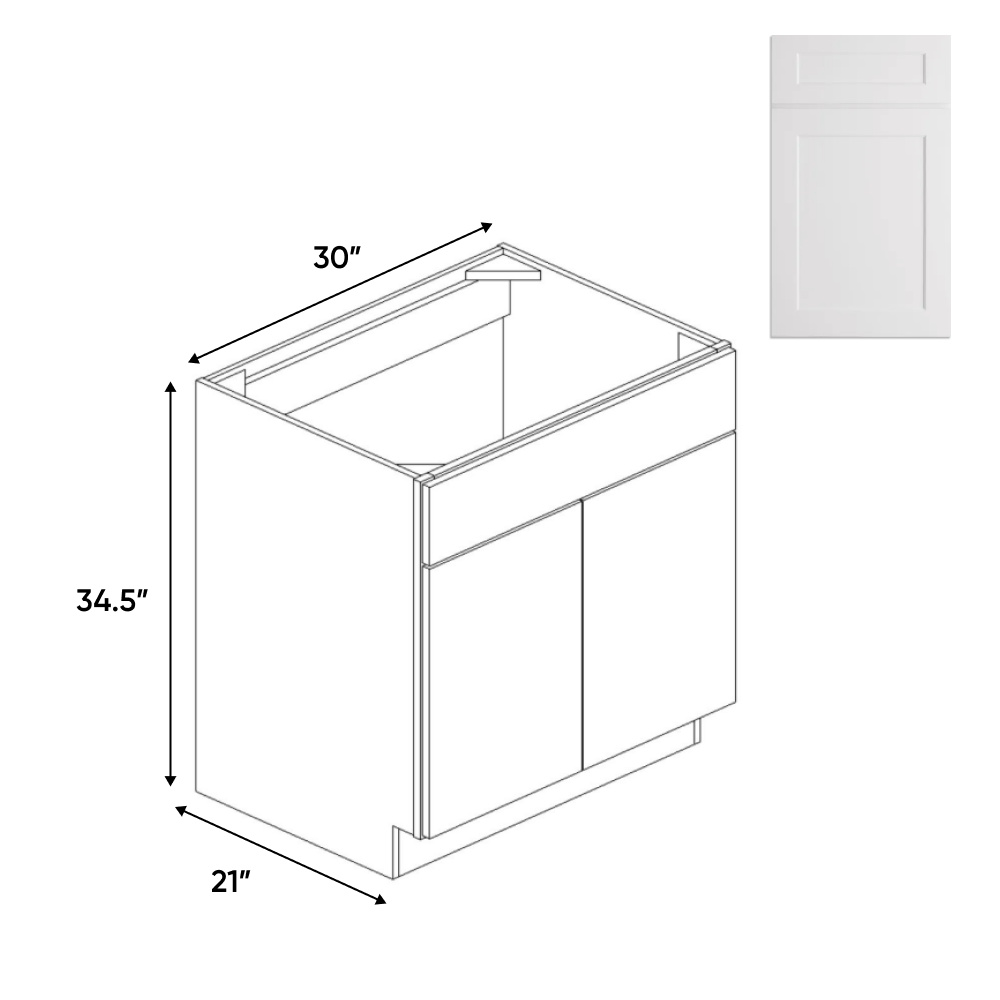 Liberty Shaker White - Vanity Sink Base Cabinets - 30"W x 34.5"H x 21"D