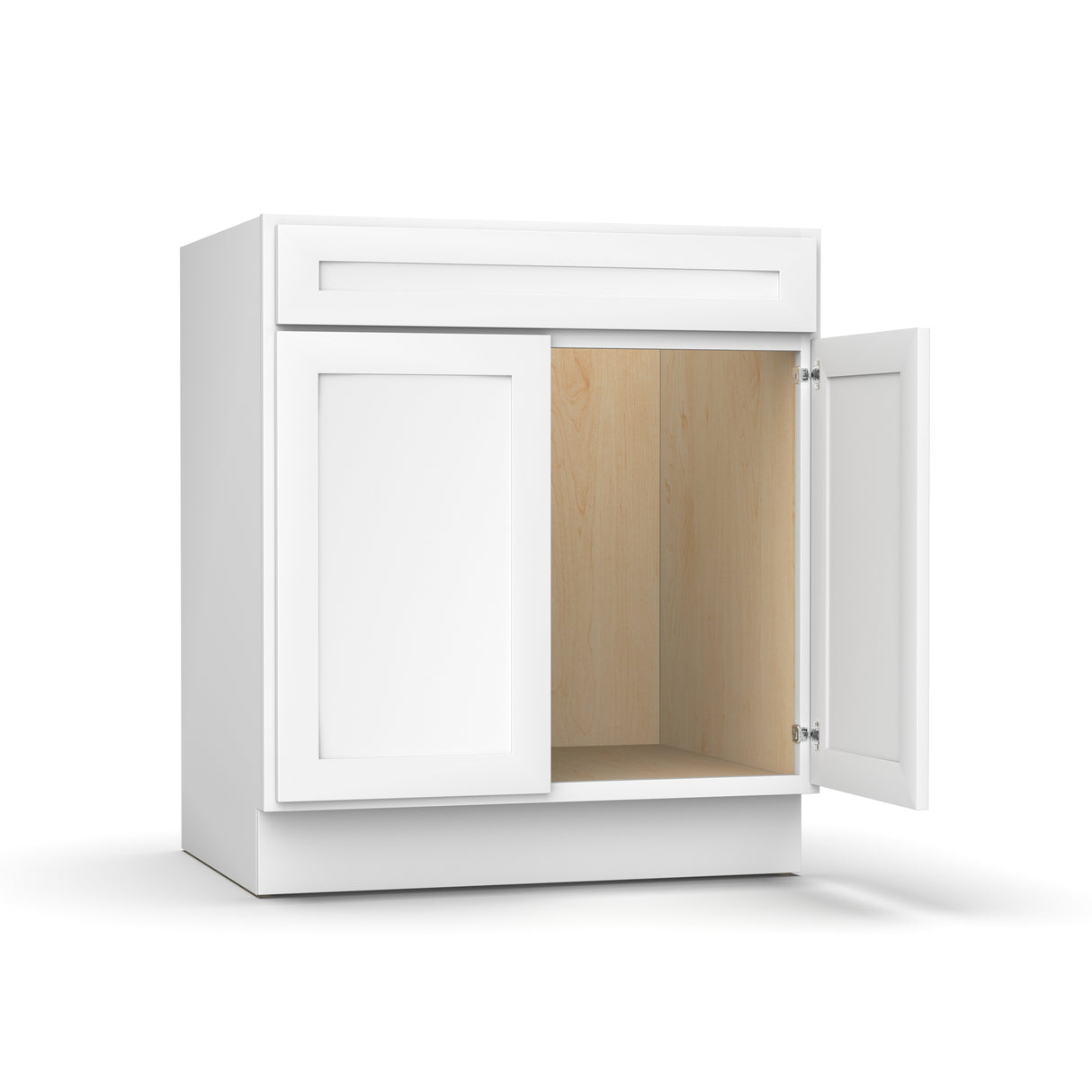 Liberty Shaker White - Vanity Sink Base Cabinets - 30"W x 34.5"H x 21"D
