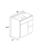 Essence Cemento - 30 Inch Vanity Sink Drawer Base Cabinet - 30" Width x 34.5" Height x 21" Depth