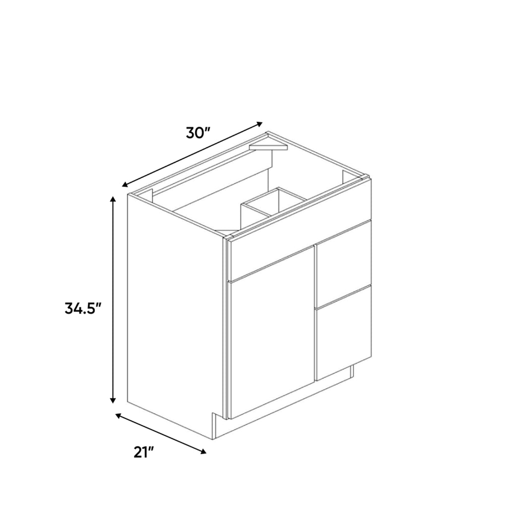 Essence Cemento - 30 Inch Vanity Sink Drawer Base Cabinet - 30
