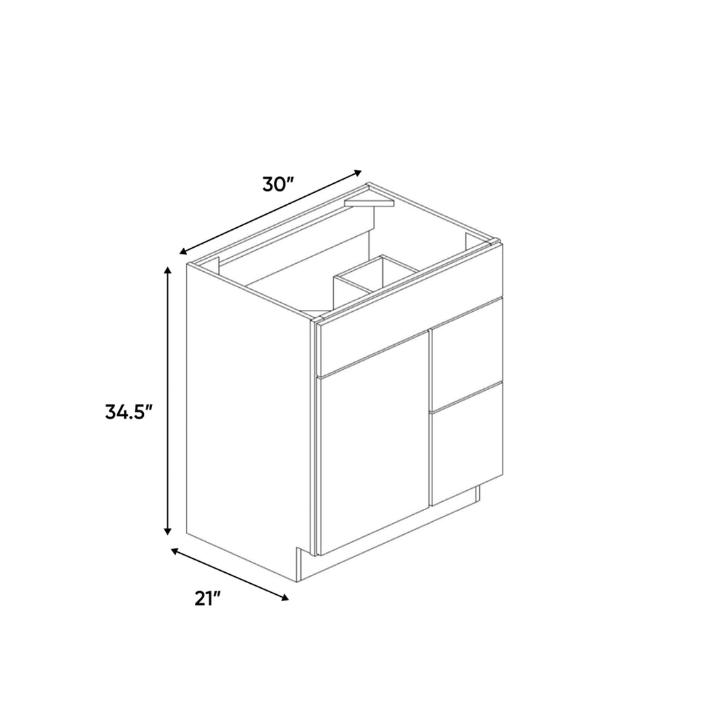 Sonoma White - 30 Inch Vanity Sink Drawer Base Cabinet - 30