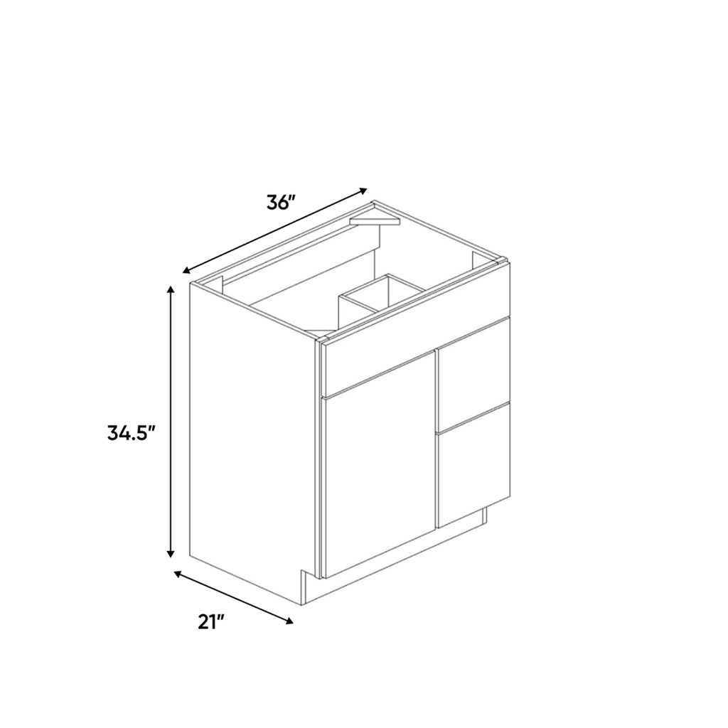 Sonoma White - 36 Inch Vanity Sink Drawer Base Cabinet - 36