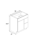 Arlington Oatmeal - 36 Inch Vanity Sink Drawer Base Cabinet - 36" Width x 34.5" Height x 21" Depth