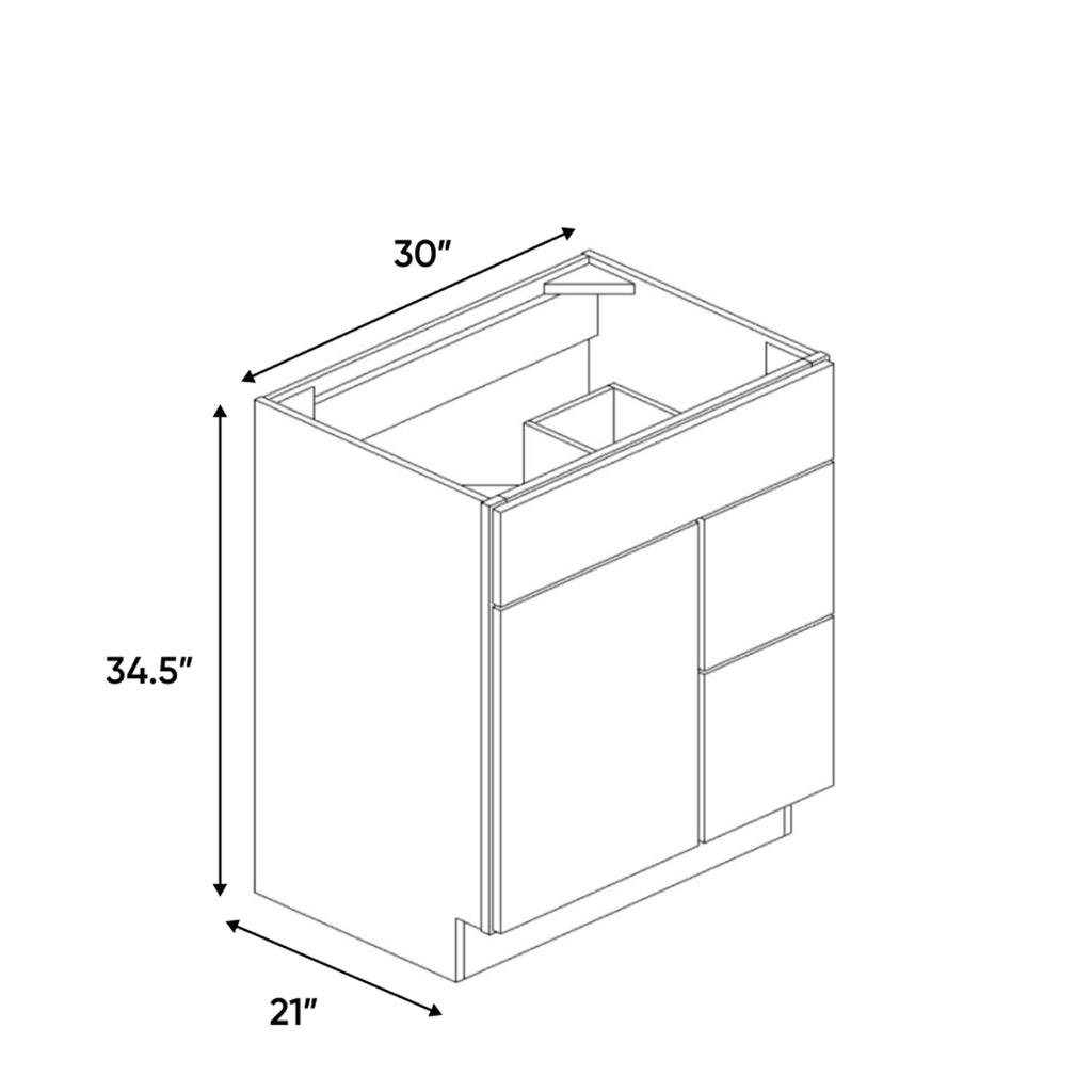 Essence Cemento - 30 Inch Vanity Sink Drawer Base Cabinet - 30