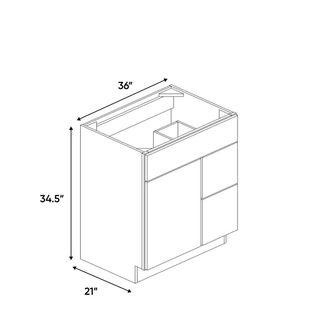 Belmont Grey - 36 Inch Vanity Sink Drawer Base Cabinet - 36