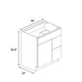 Slim Shaker Oatmeal - 36 Inch Vanity Sink Drawer Base Cabinet - 36" Width x 34.5" Height x 21" Depth