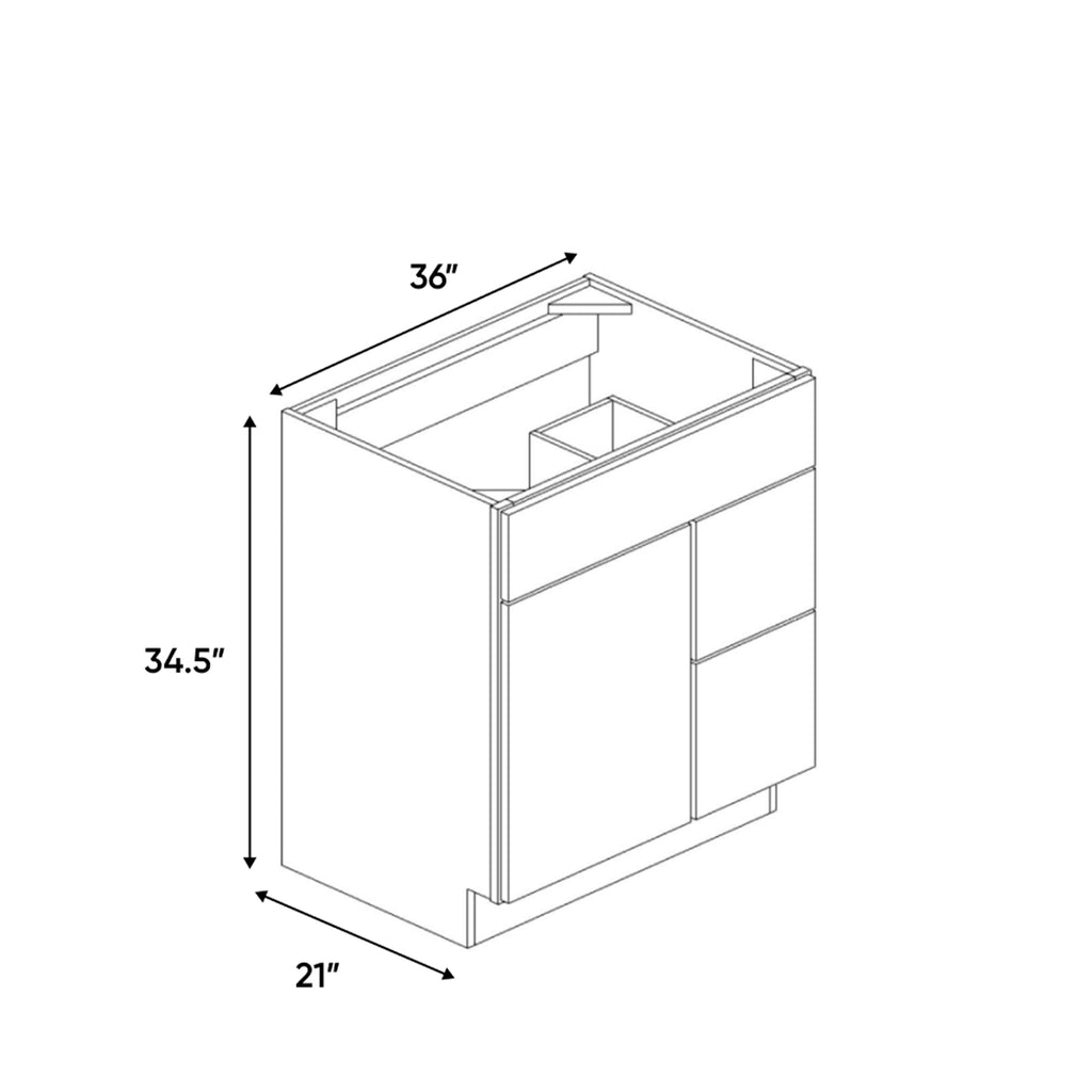 Slim Shaker Oatmeal - 36 Inch Vanity Sink Drawer Base Cabinet - 36