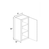 Portland Chestnut - 9 Inch Height Single Door Wall Cabinet - 9" Width x 30" Height x 12" Depth