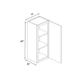 Windsor Ashen - 9 Inch Height Single Door Wall Cabinet - 09" Width x 42" Height x 12" Depth