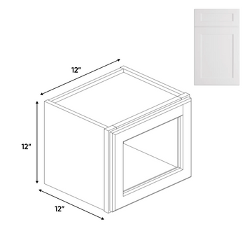 White - Single Glass Door Wall Cabinets - 12 in H x 12 in W x 24 in D