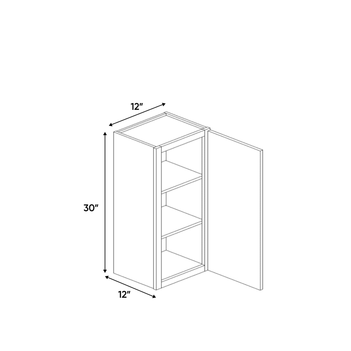 Arlington Oatmeal - 12 Inch Height Single Door Wall Cabinet - 12" Width x 30" Height x 12" Depth