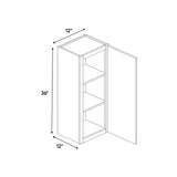 Liberty Shaker Rift - 12 Inch Height Single Door Wall Cabinet - 12" Width x 36" Height x 12" Depth