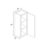 Portland Chestnut - 12 Inch Height Single Door Wall Cabinet - 12" Width x 42" Height x 12" Depth