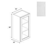 Liberty Shaker White - Single Glass Door Wall Cabinets - 30"H x 15"W x 12"D