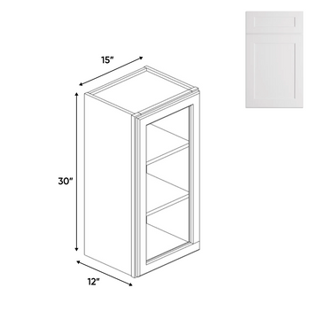 White - Single Glass Door Wall Cabinets - 30 in H x 15 in W x 24 in D