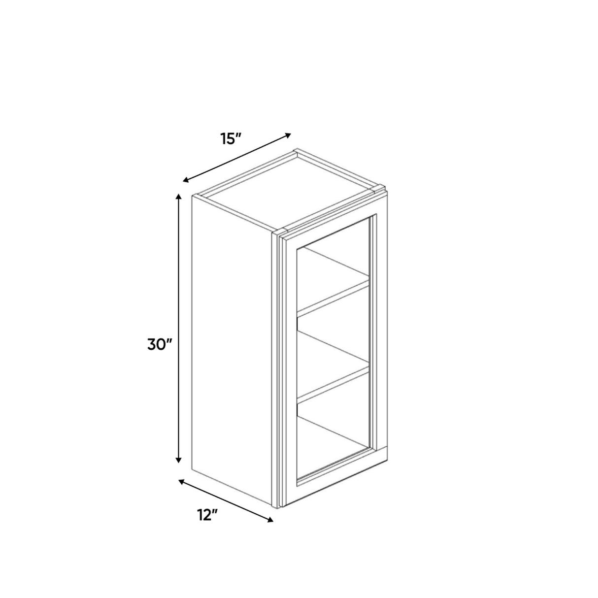 Slim Shaker Oatmeal - 15 Inch Single Glass Door Wall Cabinet - 15" Width x 30" Height x 12" Depth
