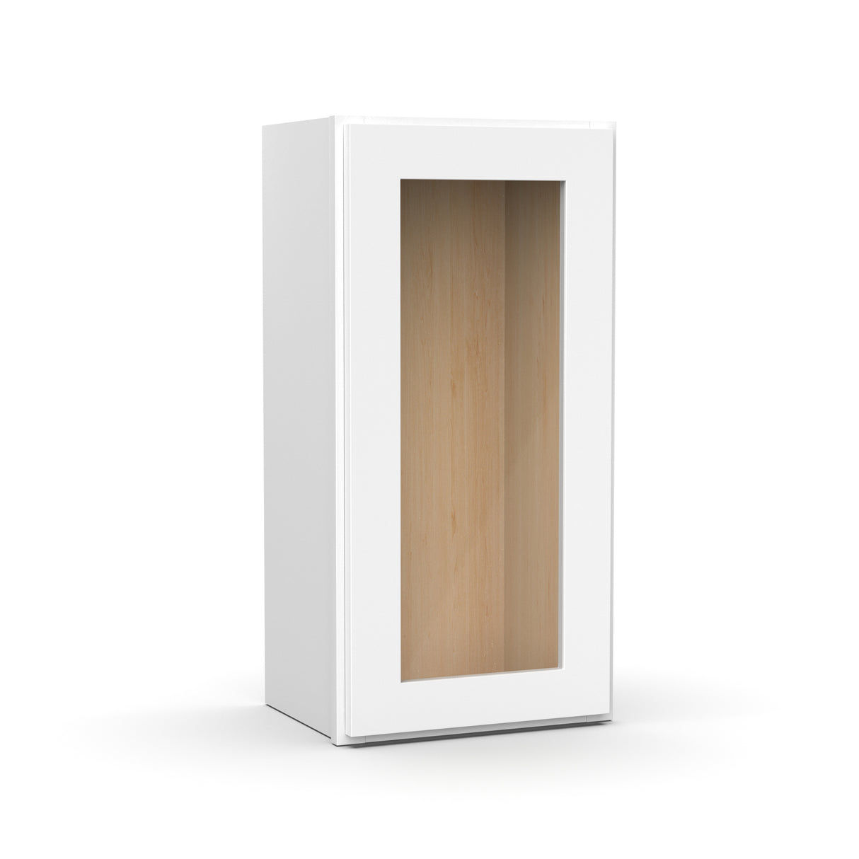Liberty Shaker White - Single Glass Door Wall Cabinets - 30"H x 15"W x 12"D