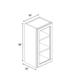 Liberty Shaker Rift - 15 Inch Single Glass Door Wall Cabinet - 15" Width x 36" Height x 12" Depth