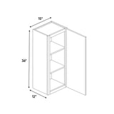 Arlington Oatmeal - 15 Inch Height Single Door Wall Cabinet - 15" Width x 36" Height x 12" Depth