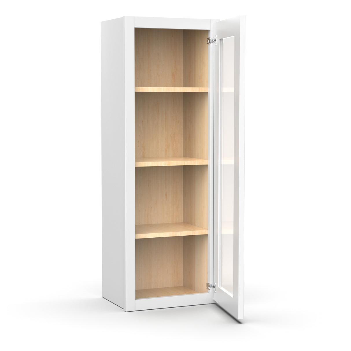 Liberty Shaker White - Single Glass Door Wall Cabinets - 42"H x 15"W x 12"D