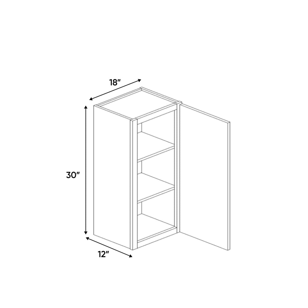 Portland Chestnut - 18 Inch Height Single Door Wall Cabinet - 18